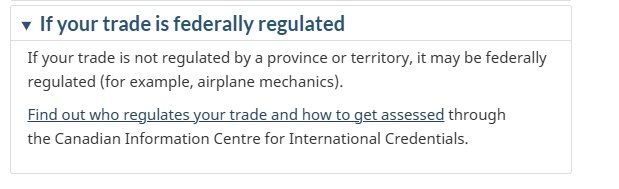 canada.ca guidance: If your trade is federally regulated