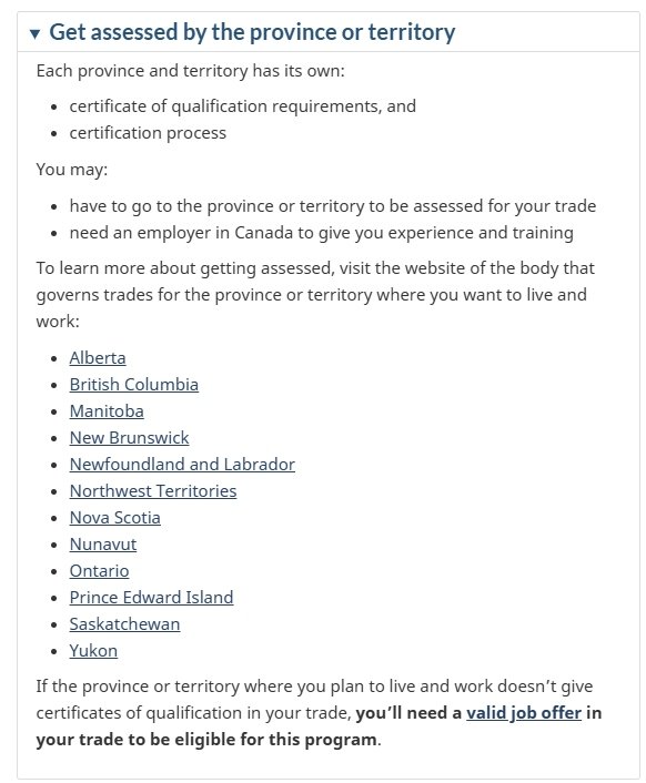 canada.ca: Get assessed by a province — list of provincial assessment bodies