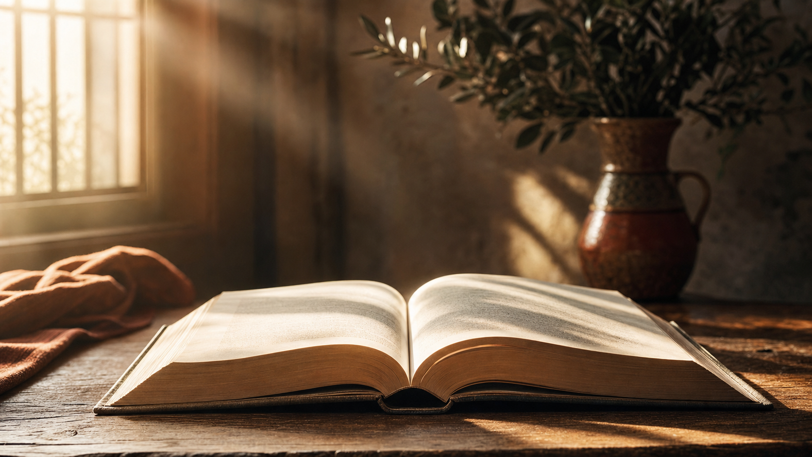 Editorial photo of an open book on warm wood with soft window light — VG Immigration coverage of Canada's C50 religious work permit under IRPR R205(d)
